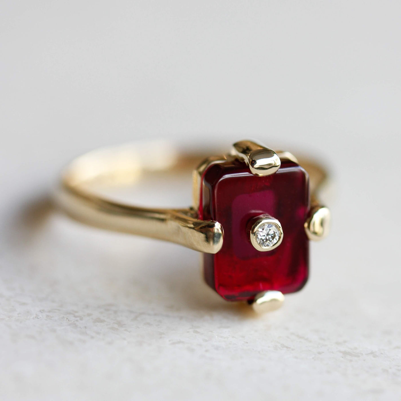 Midnight Ring 14k Gold Lab Diamond & Ruby Rings