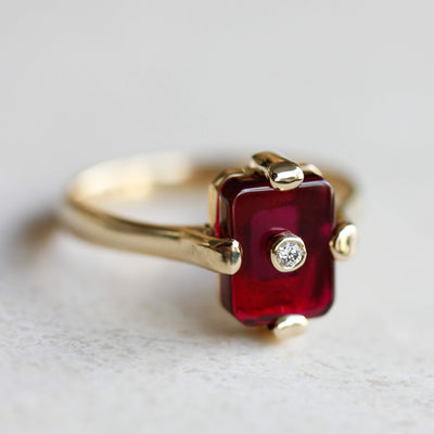 Midnight Ring 14k Gold Lab Diamond & Ruby Rings