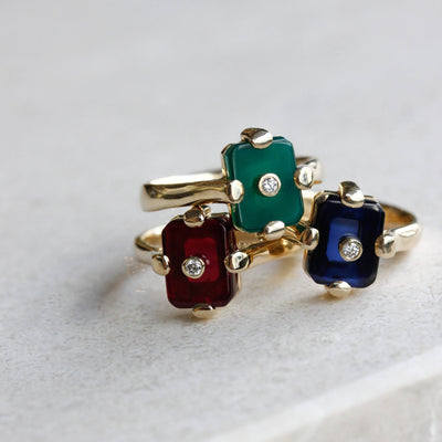 Midnight Ring 14k Gold Lab Diamond & Ruby Rings