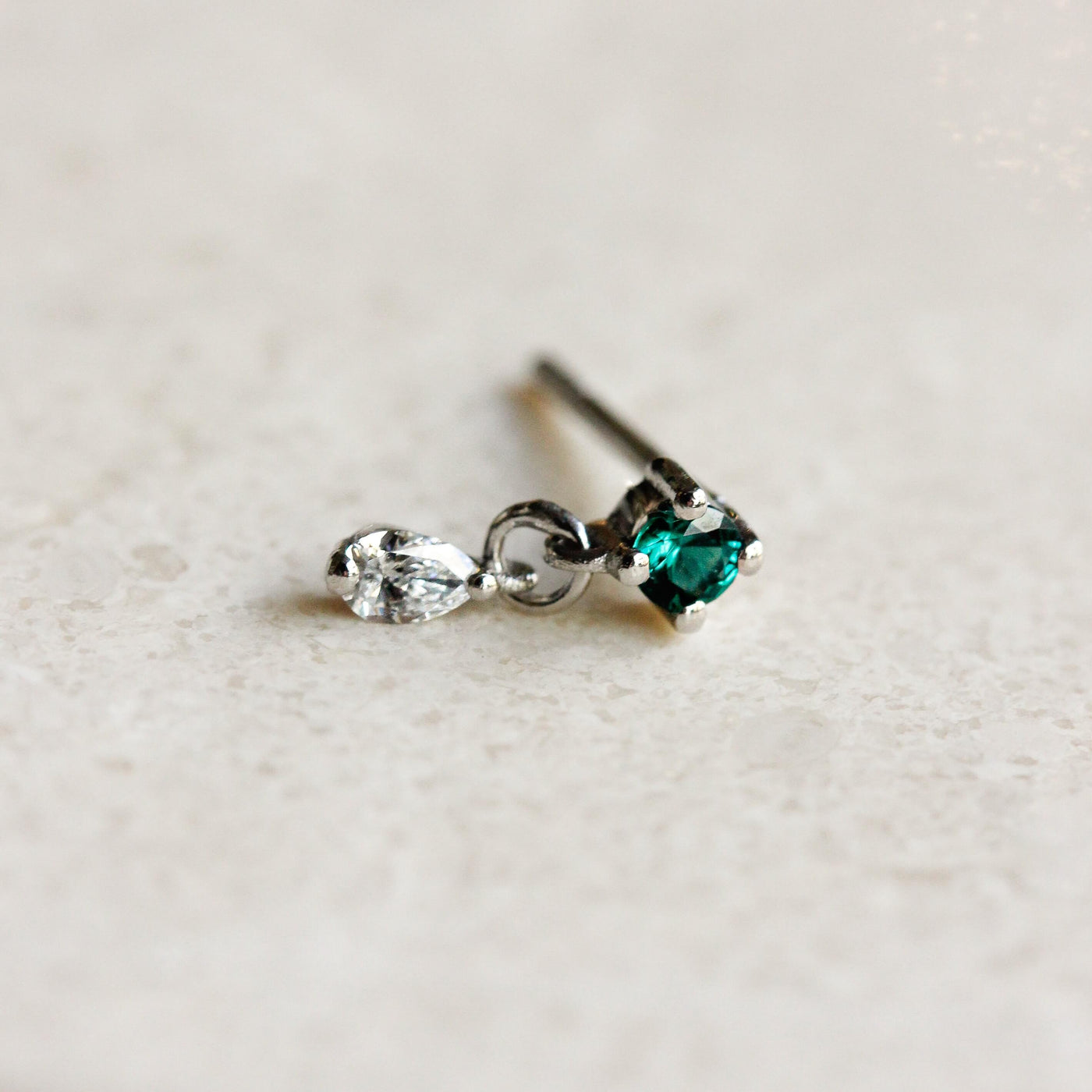 Oasis Earrings 14k Gold Lab White Diamonds & Gem Earrings