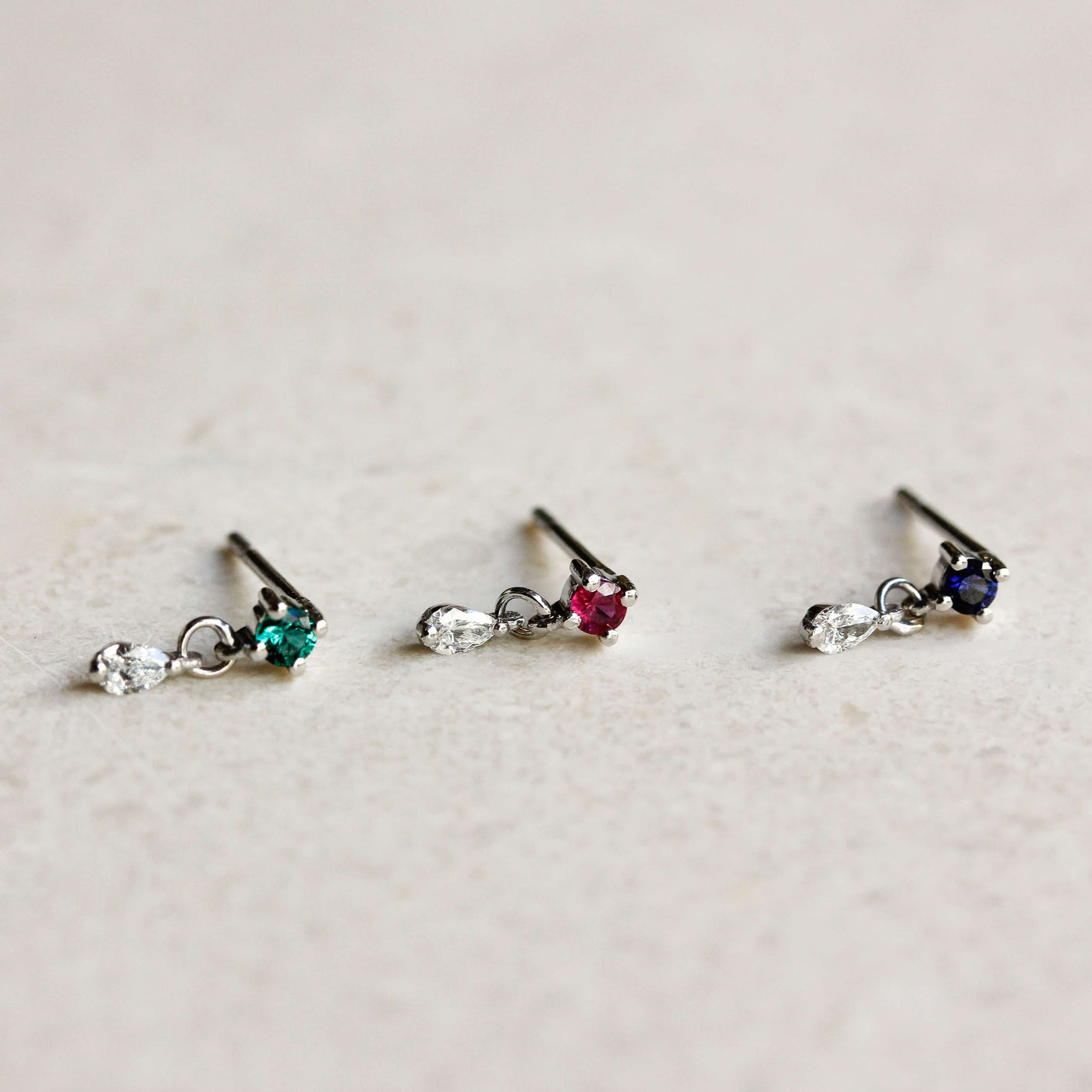 Oasis Earrings 14k Gold Lab White Diamonds & Gem Earrings