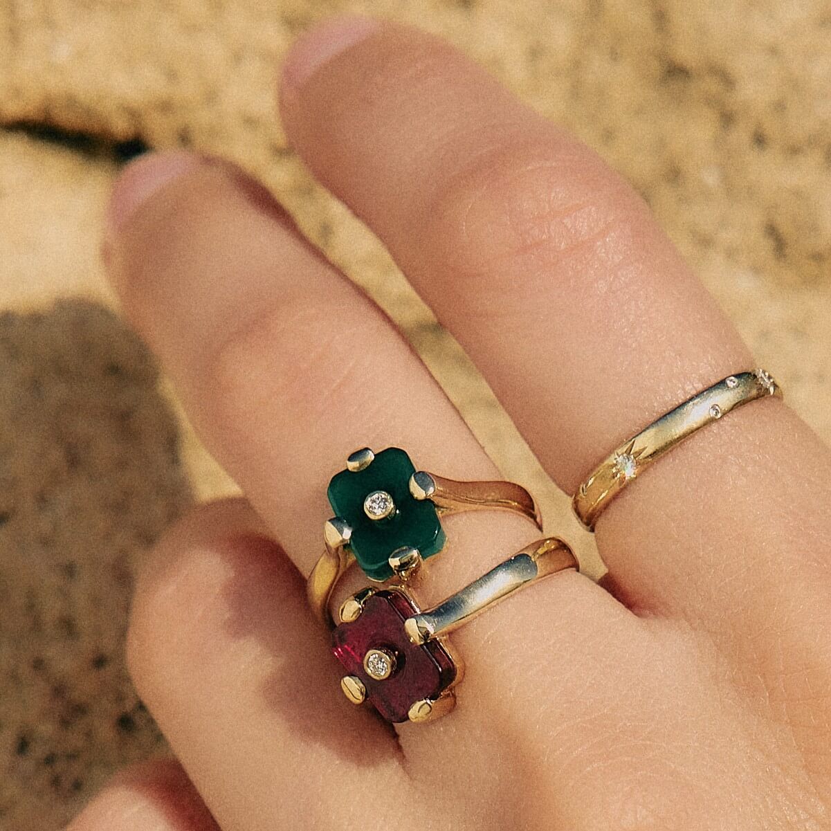 Midnight Ring 14k Gold Lab Diamond & Ruby Rings