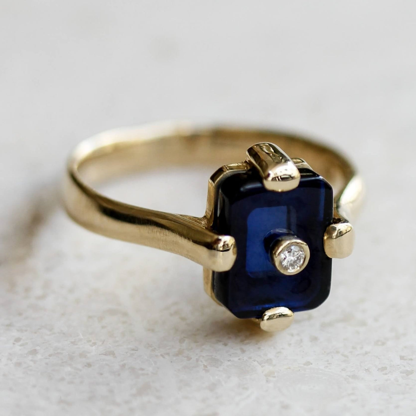 Midnight Ring 14k Gold Lab Diamond & Sapphire Rings