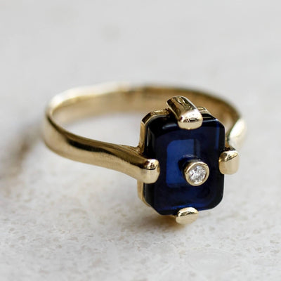 Midnight Ring 14k Gold Lab Diamond & Sapphire Rings