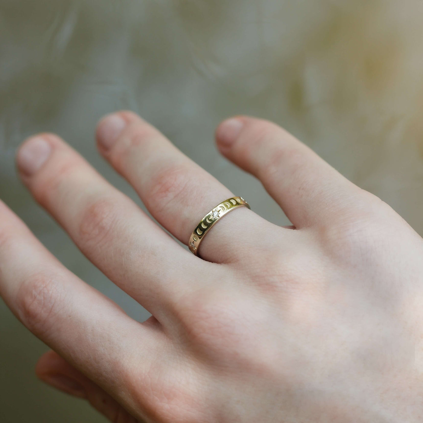 Moon Ring 14k Gold Lab Diamond Rings