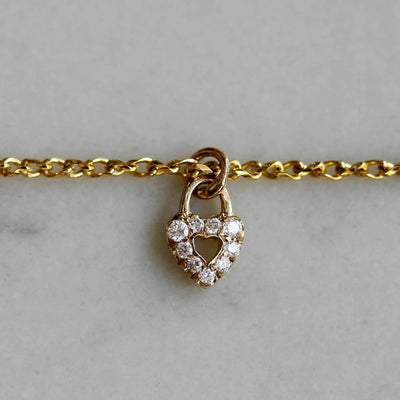 New Heart Pendant Forever Bracelet 14K Gold White Diamonds Bracelets 