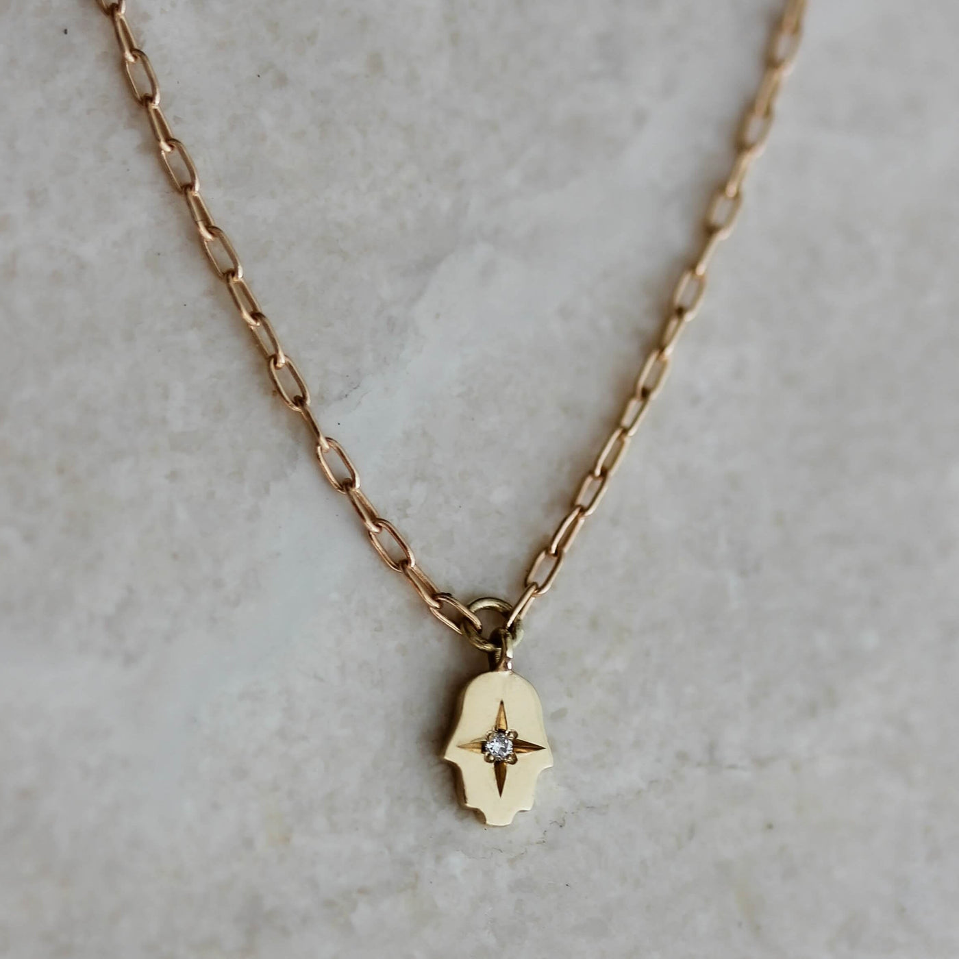 Tiny Hamsa Necklace 14k Gold Necklaces