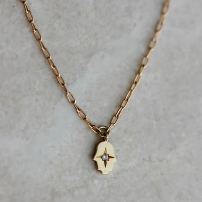 Tiny Hamsa Necklace 14k Gold Necklaces
