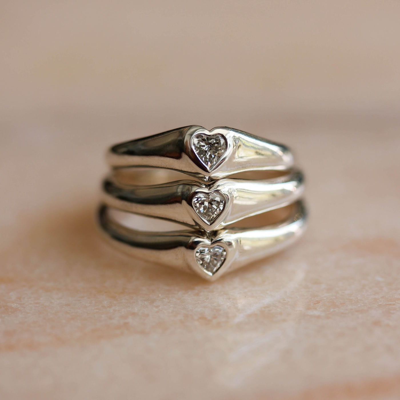 Celeste Heart Ring Silver Lab Diamond Rings