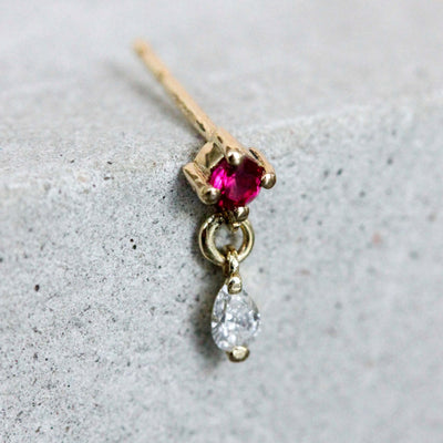 Oasis Earrings 14k Gold Lab White Diamonds & Gem Earrings