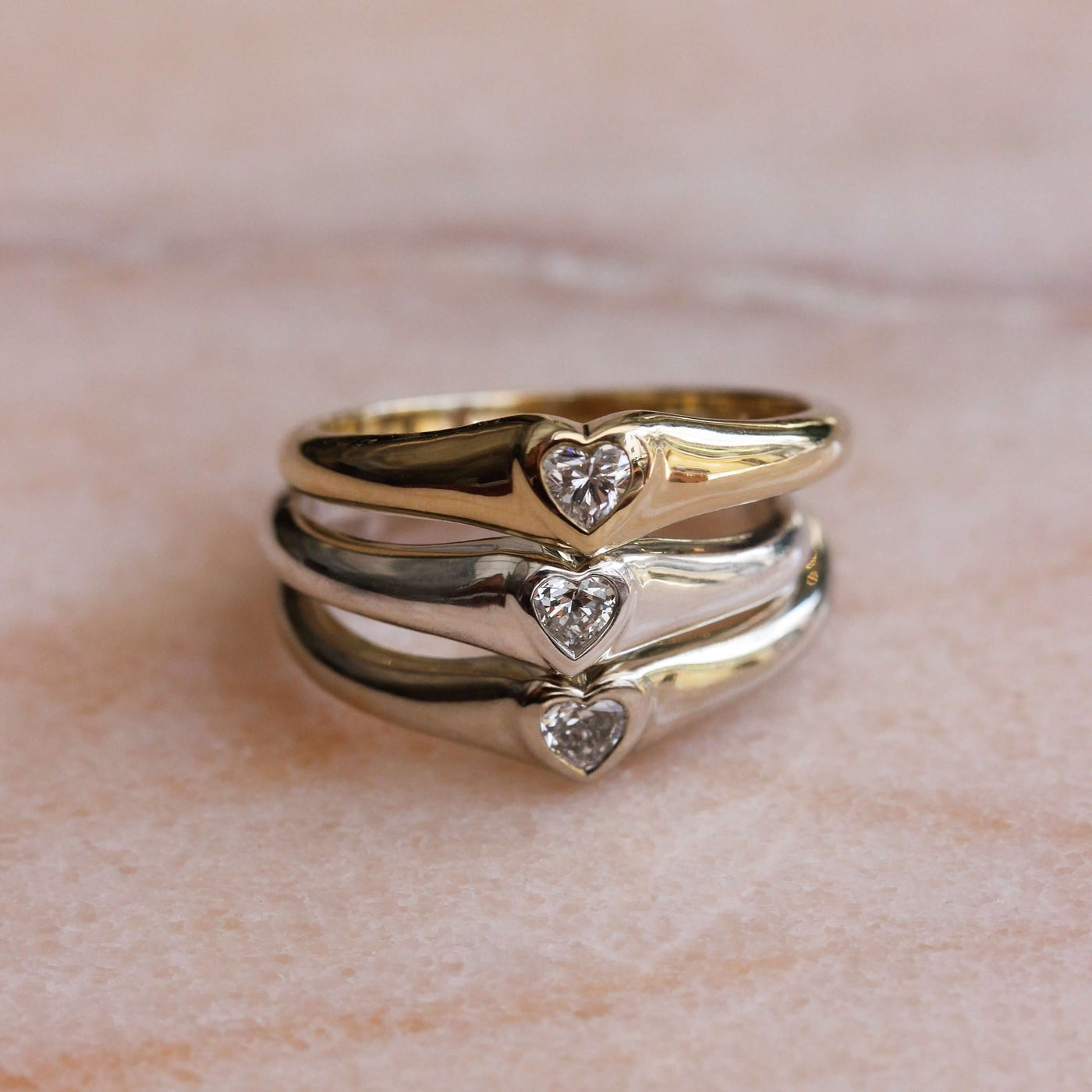 Celeste Heart Ring Silver Lab Diamond Rings