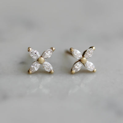 Louisa Earrings 14K Gold White Diamonds Earrings 