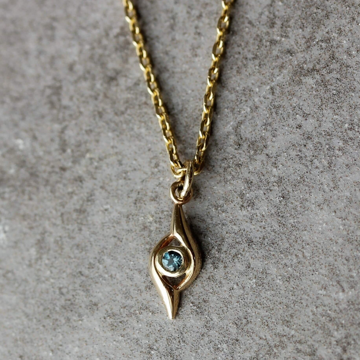 Horus Eye Necklace 14K Gold Blue Topaz Necklaces 