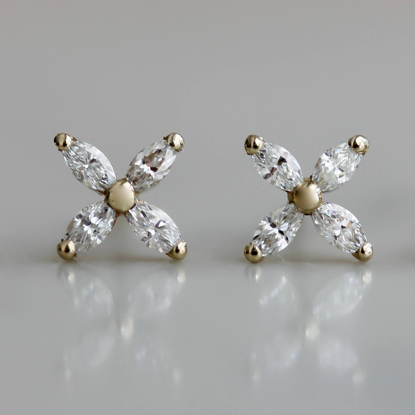 Louisa Earrings 14K Gold White Diamonds Earrings 