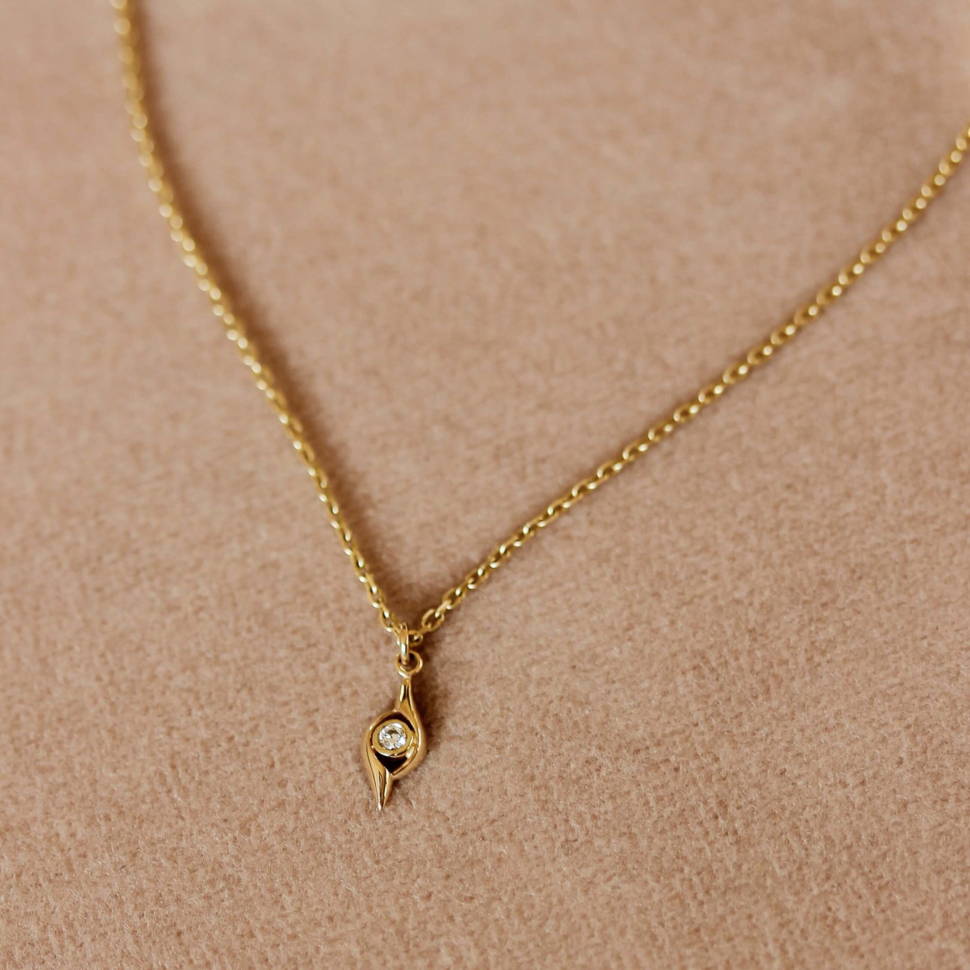 Horus Eye Necklace 14K Gold White Diamond Necklaces 