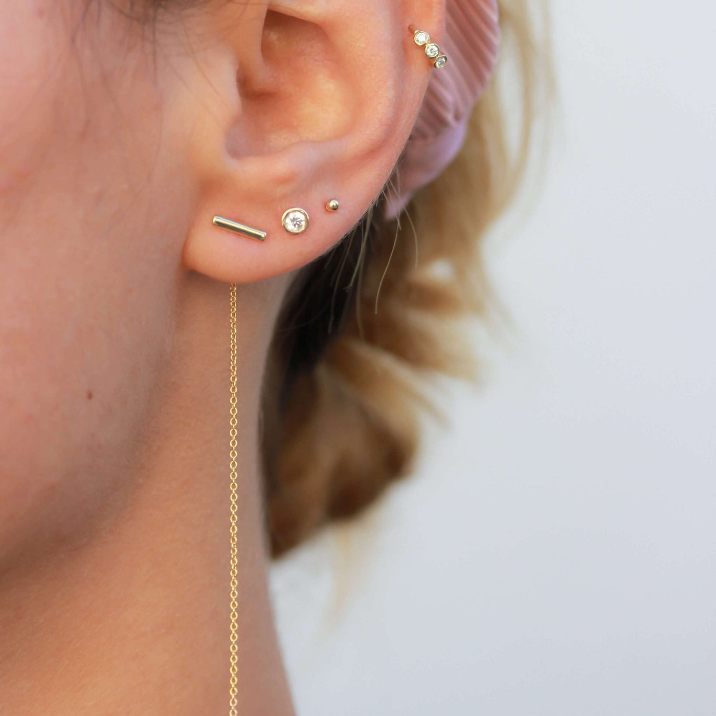 Wendy Earring 14K Gold White Diamond Earrings 