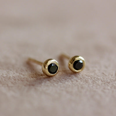 Small Wendy Earring 14K Gold Black Diamond Earrings 