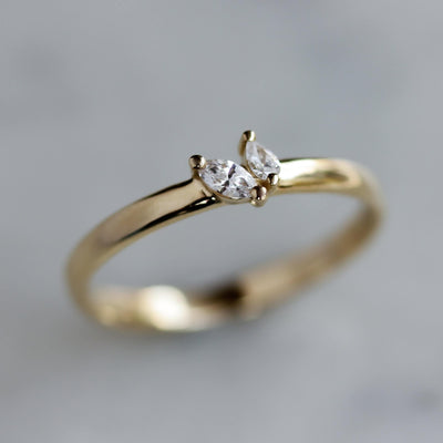 Louie Ring 14K Gold White Diamonds Rings 