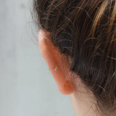 Elsa Piercing Earring 14K Gold White Diamond Earrings 