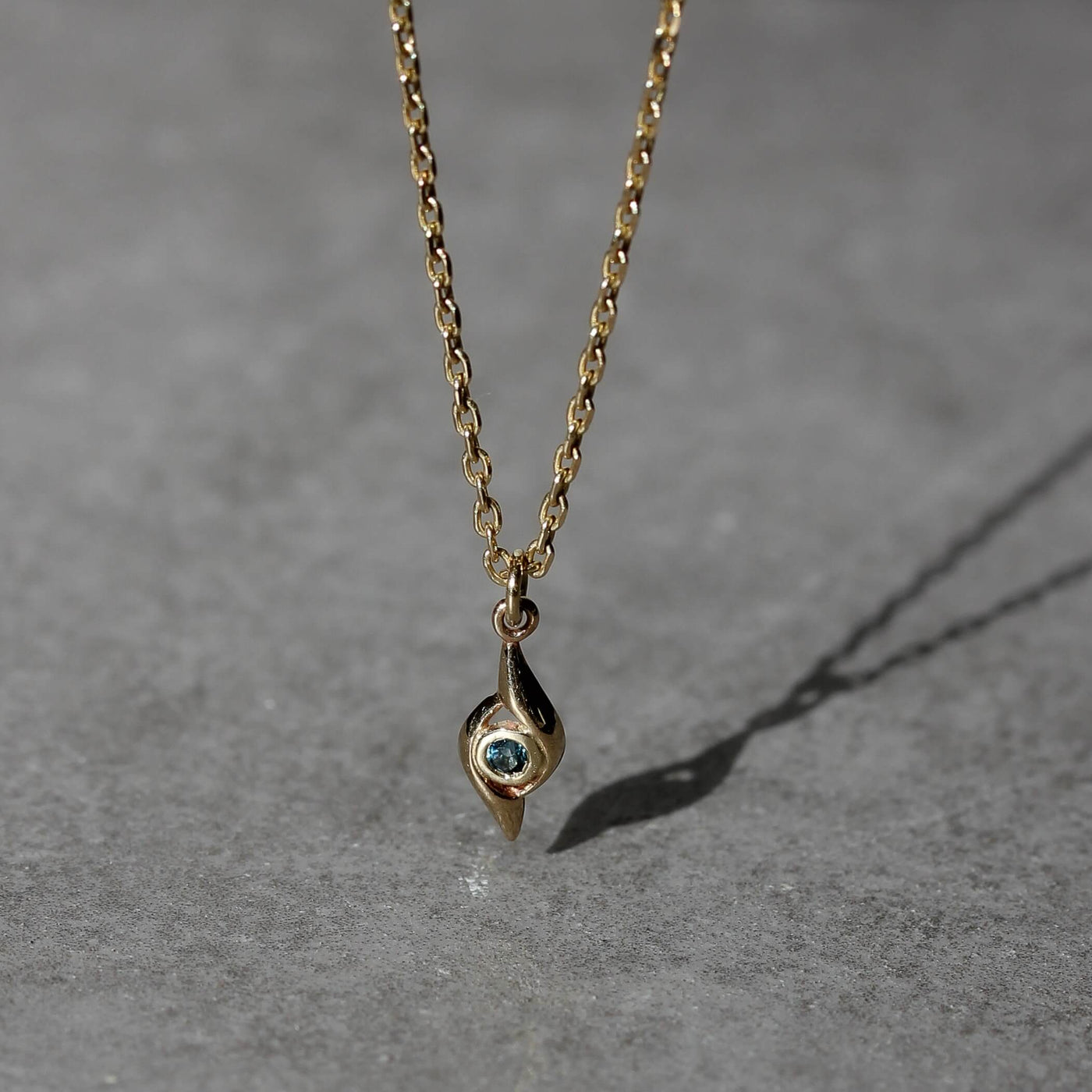 Horus Eye Necklace 14K Gold Blue Topaz Necklaces 