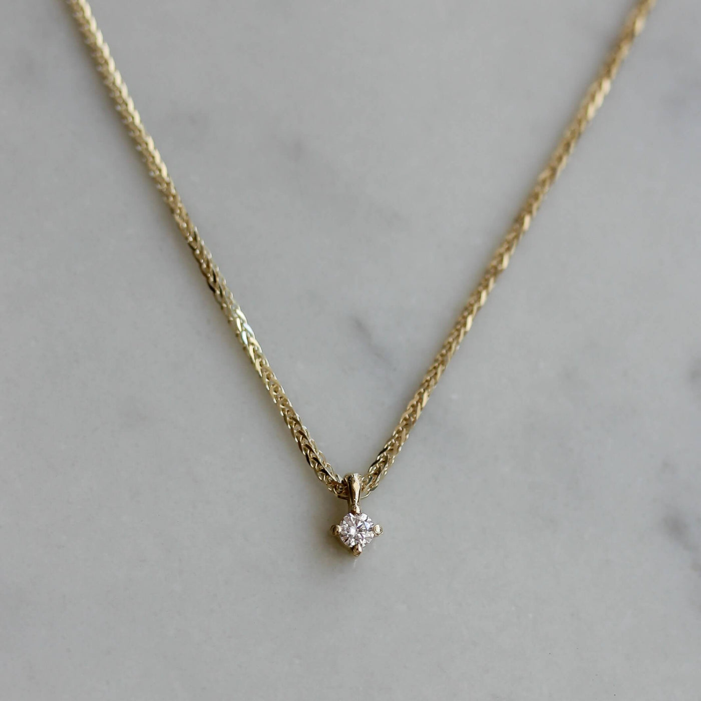 Elena Necklace 14K Gold White Diamond Necklaces 