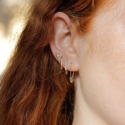 Secret Earrings 14K Gold White Diamond Earrings 