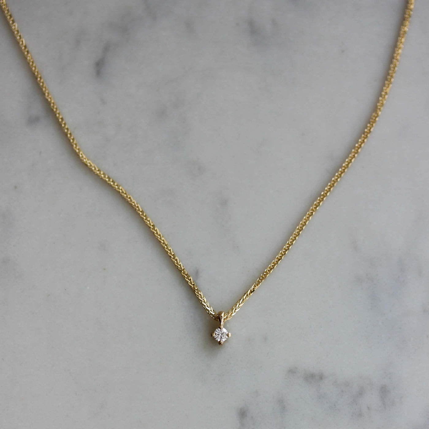 Elena Necklace 14K Gold White Diamond Necklaces 
