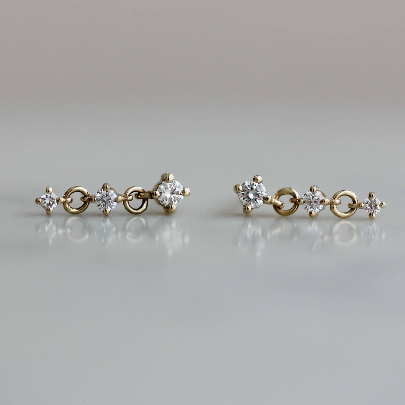 Harmony Earrings 14K Gold White Diamonds Earrings 