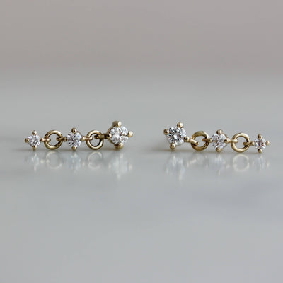 Harmony Earrings 14K Gold White Diamonds Earrings 