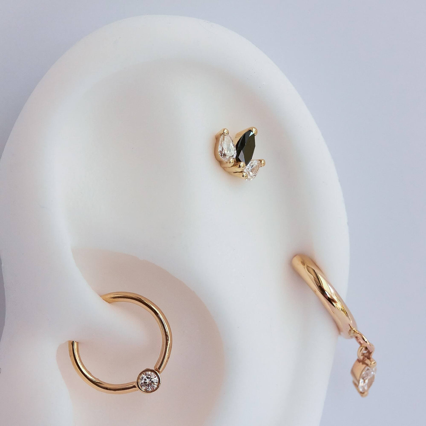 Louise Earring 14K Gold White & Black Diamonds Earrings 
