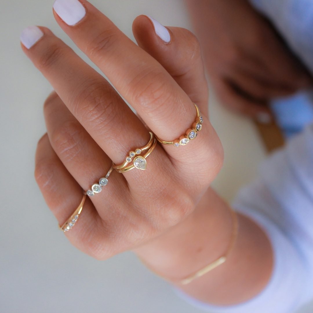 Elsa Ring 14K Gold White Diamond Rings 
