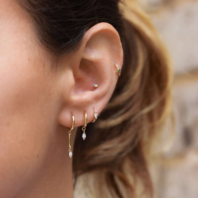 Marquise Helix Earring 14K Gold White Diamonds Earrings 