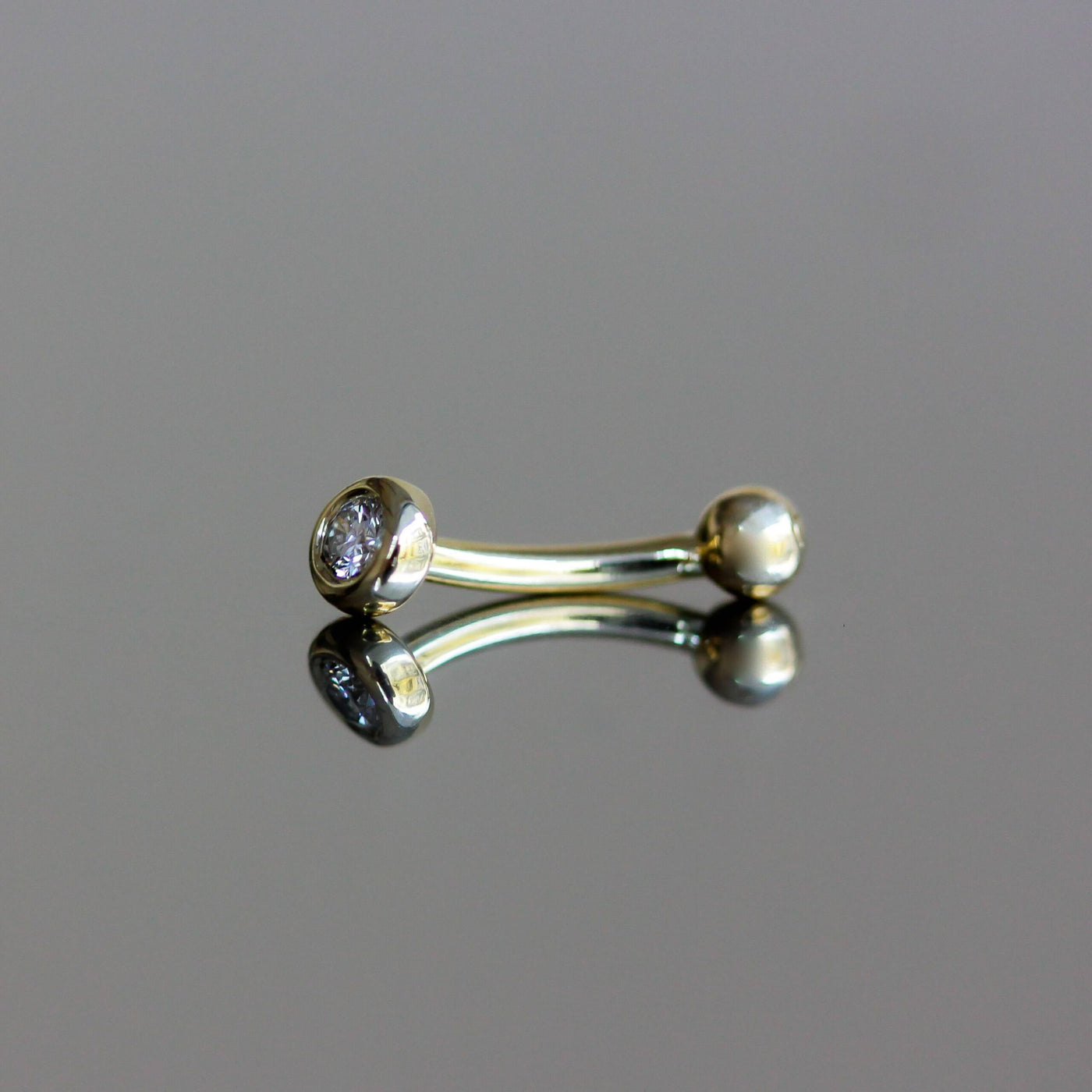 Wendy Rook Piercing Earring 14K Gold White Diamond Earrings 