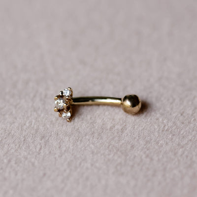 Mercury Rook Piercing Earring 14K Gold White Diamonds Earrings 