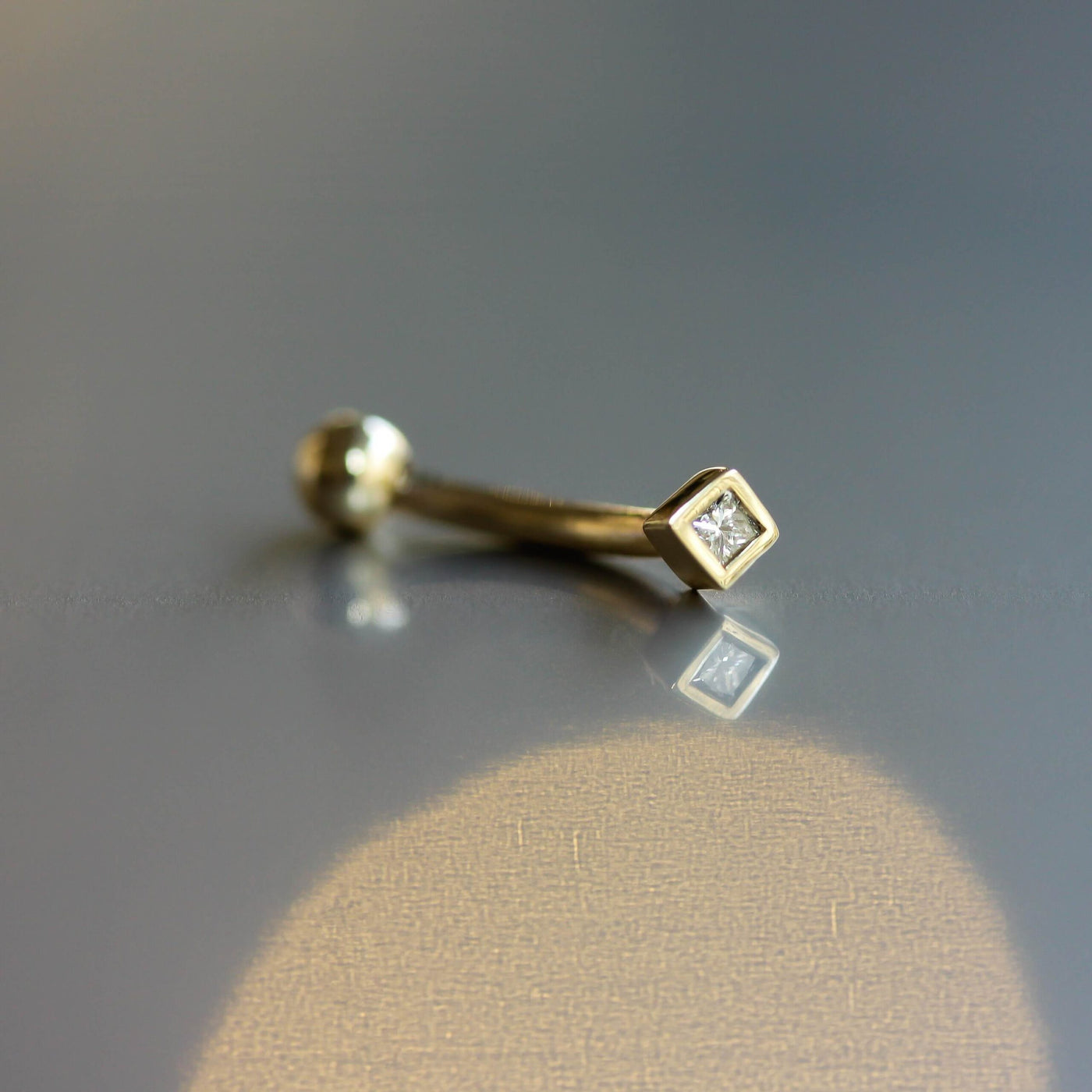 Prince Rook Piercing Earring 14K Gold White Diamond Earrings 