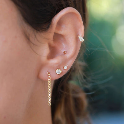 Double Taper Piercing Hoop Earring 14K Gold Earrings 