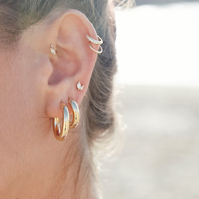 Big Plain Chunky Hoop Earring 14K Gold Earrings 