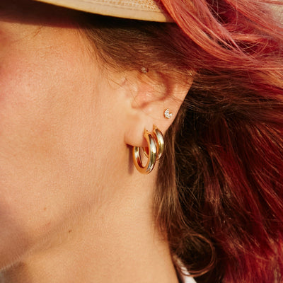 Big Chunky Hoop Earring 14K Gold Earrings 