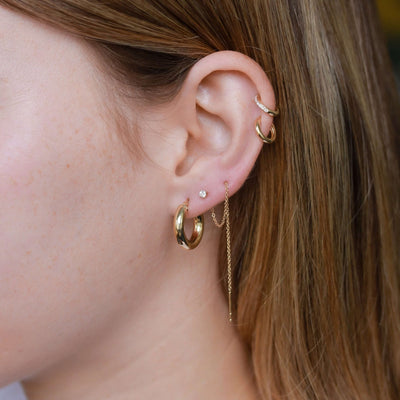 Annie Earring 14K Gold White Diamond Earrings 