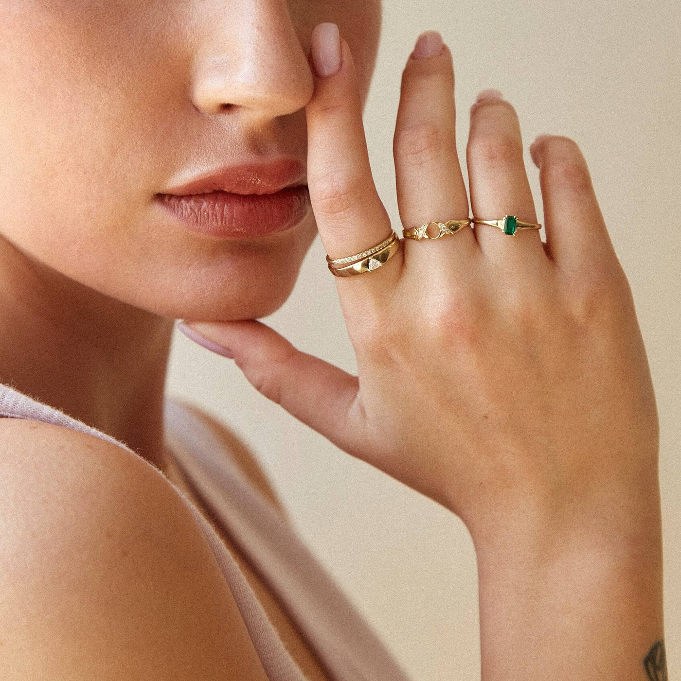 Verona Ring 14K Gold Emerald Rings 