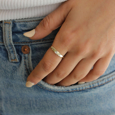 Hailey Ring 14K Gold White Diamond Rings 