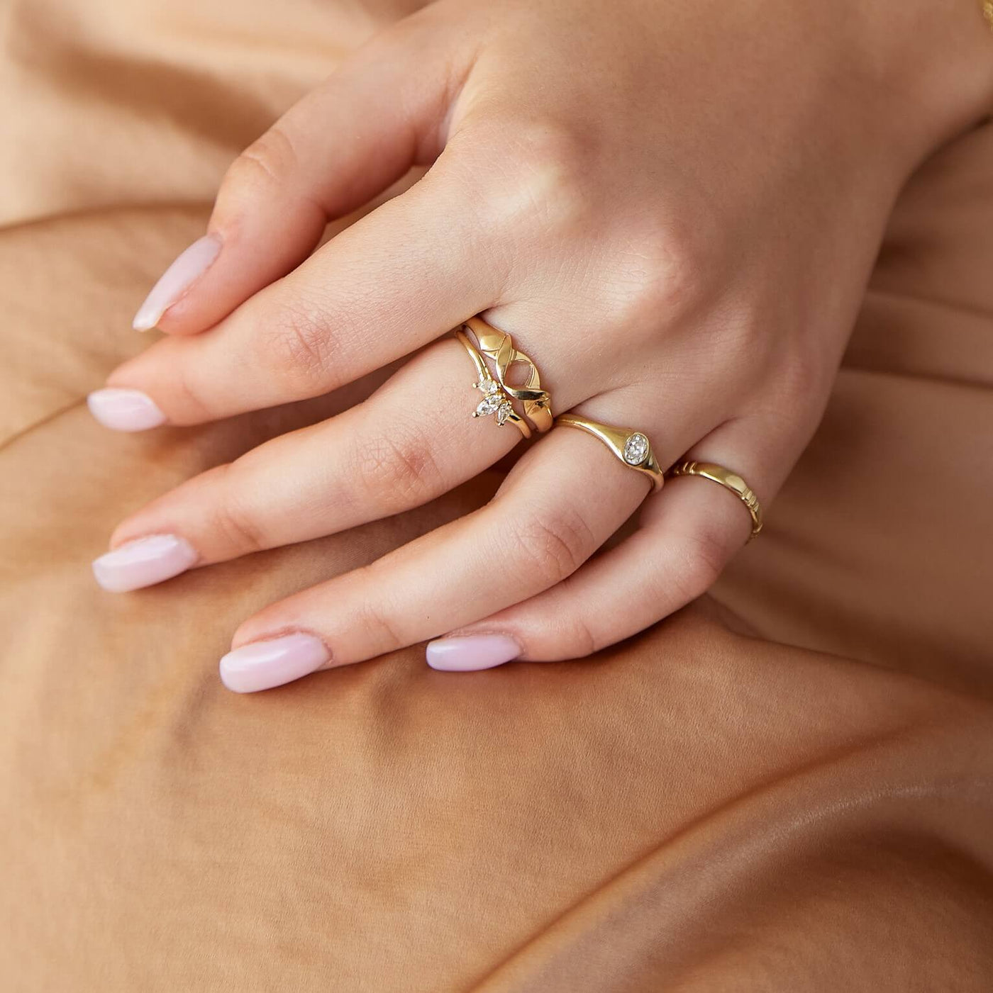 Louise Ring 14K Gold White Diamonds Rings 