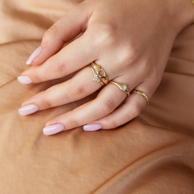 Louise Ring 14K Gold White & Black Diamonds Rings 
