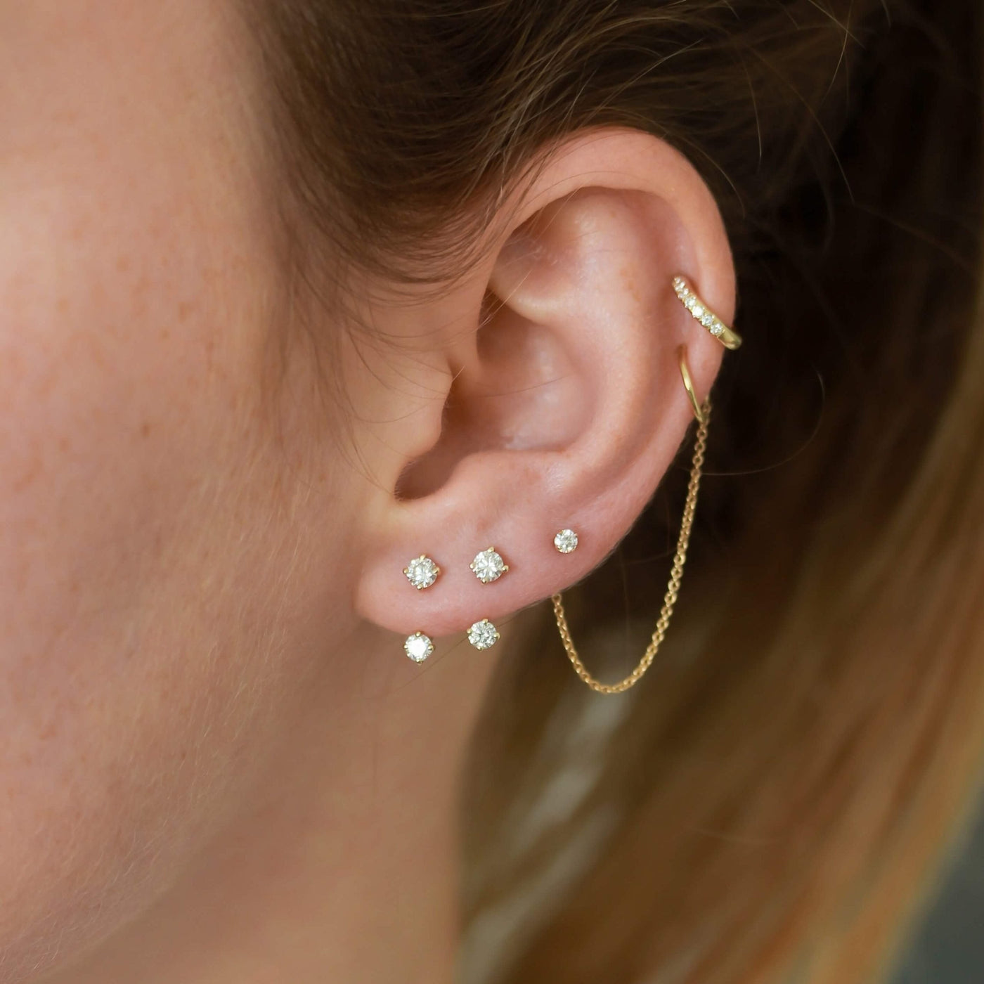 Tiffany Set - Earring & Jacket 14K Gold White Diamonds Earrings 