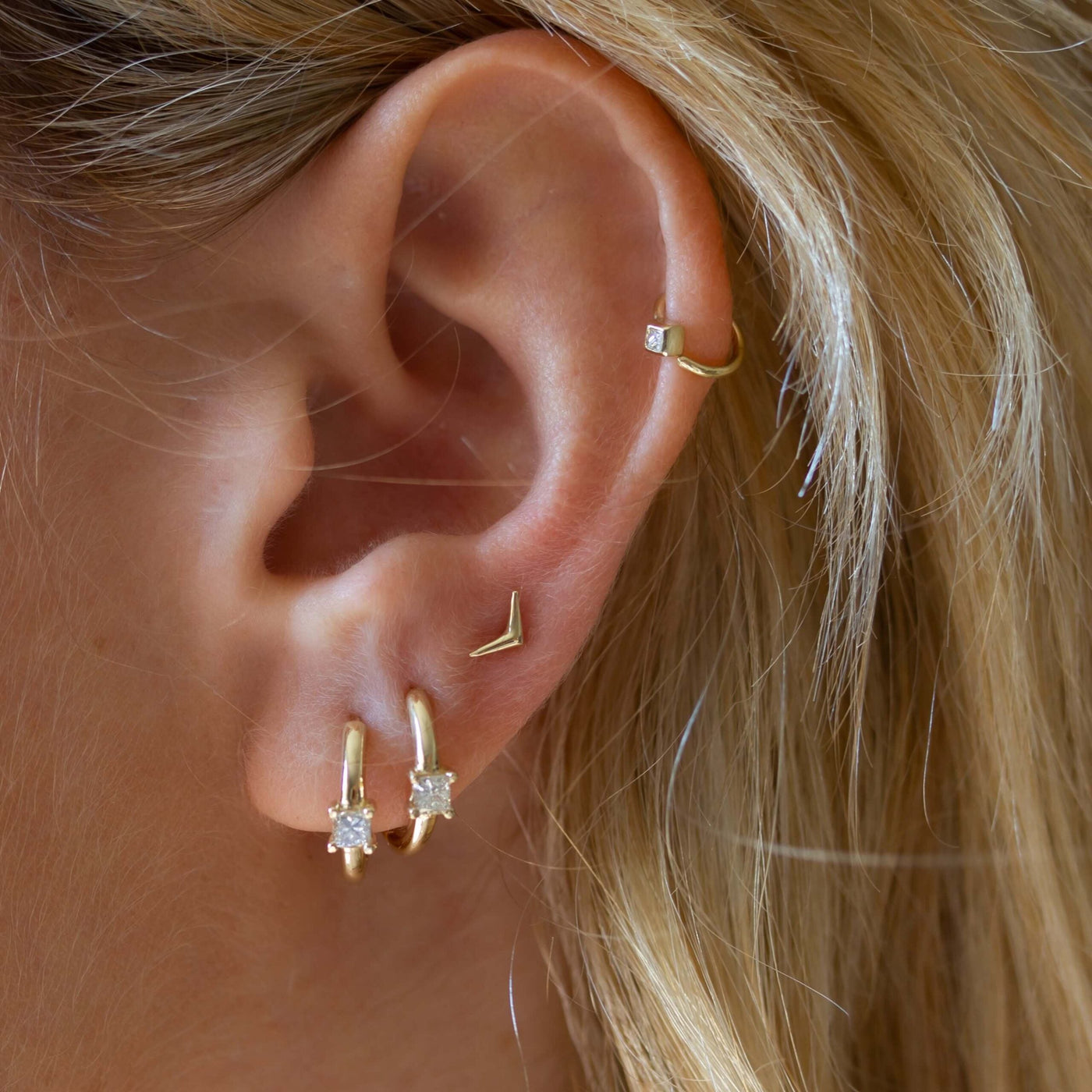 Boomerang Piercing Earring 14K Gold Earrings 