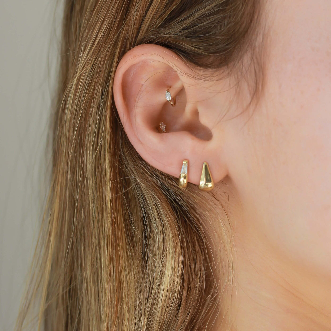 Drop Taylor Earring 14K Gold White Diamond Earrings 