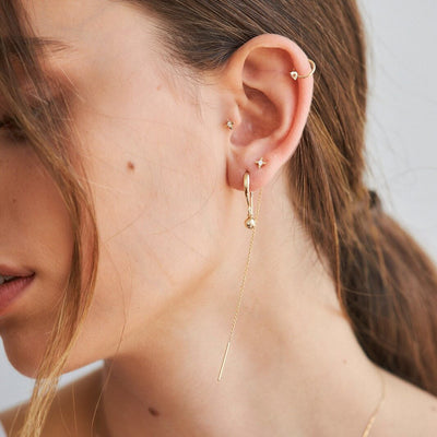Stella Earring 14K Gold White Diamond Earrings 