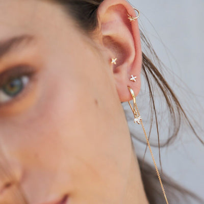 Louise Hanging Earring 14K Gold White Diamonds Earrings 