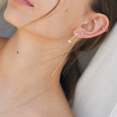 Stella Earring 14K Gold White Diamond Earrings 