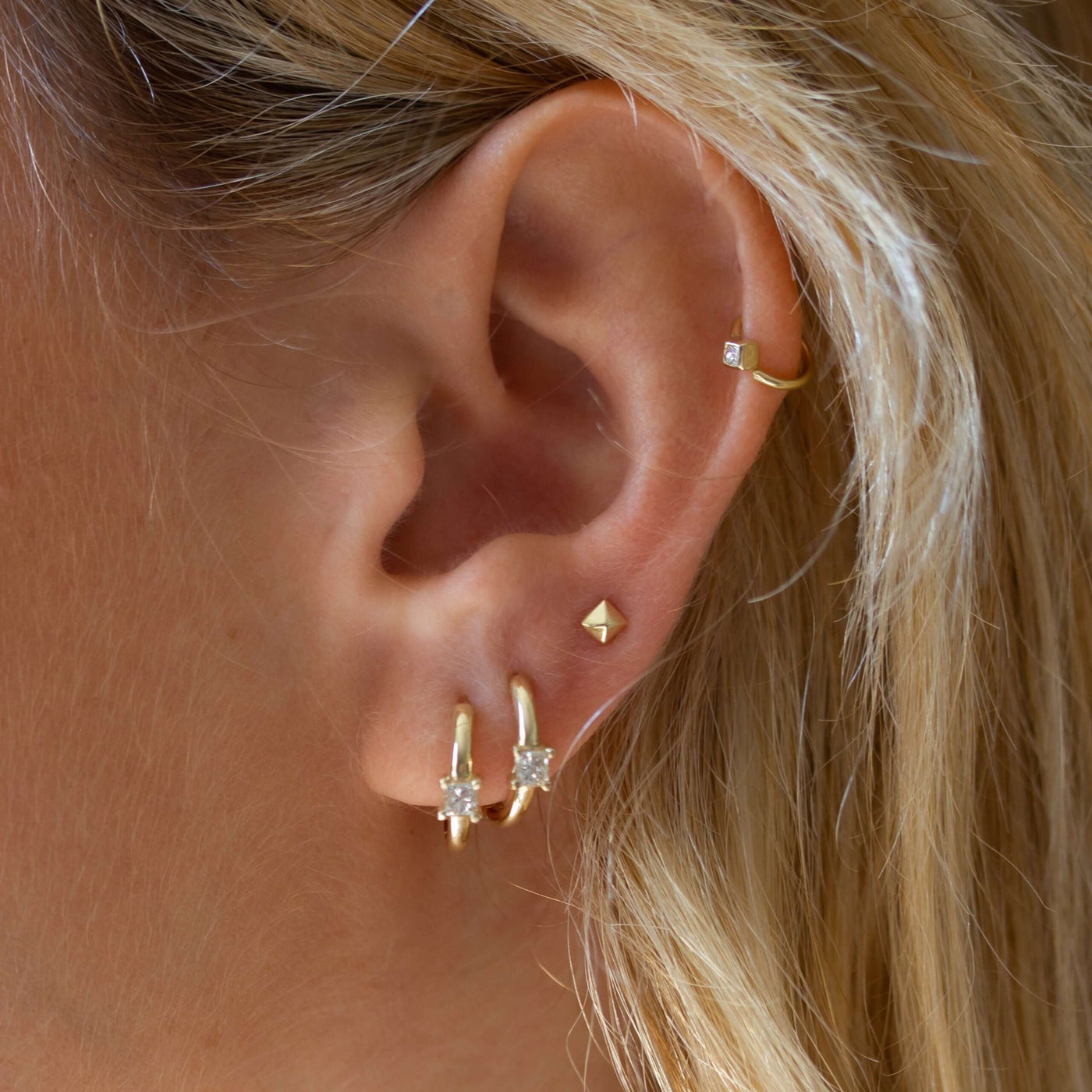 Pyramid Earring 14K Gold Earrings 